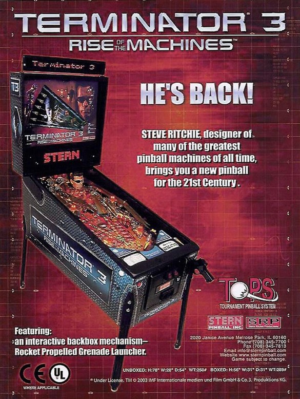 Flippers Stern Pinball Terminator 3 : Rise of the Machines 1