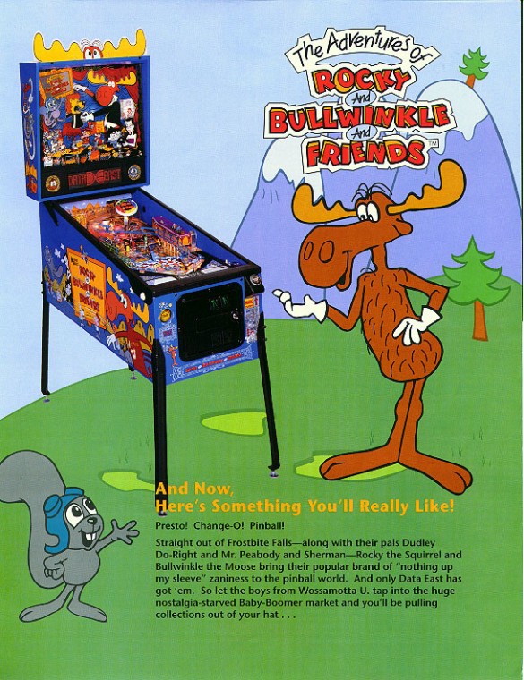 Flippers Data East Pinball Adventures of Rocky and Bullwinkle and Friends 1