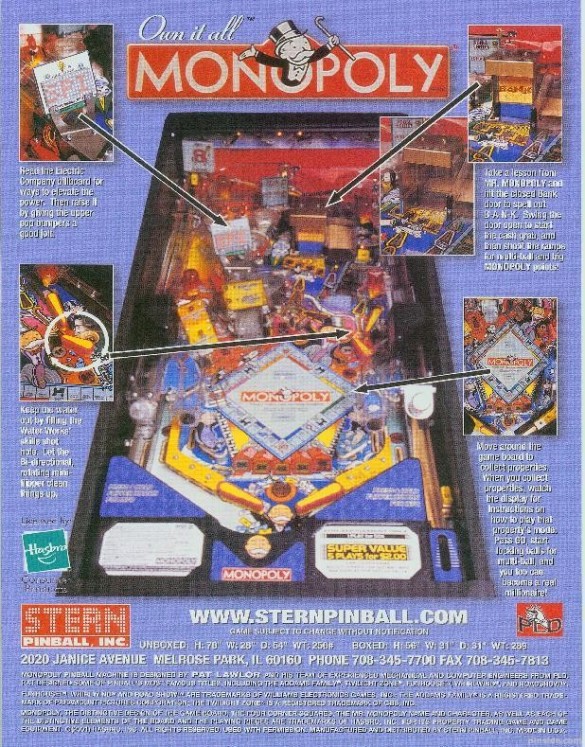 Flippers Stern Pinball Monopoly 3