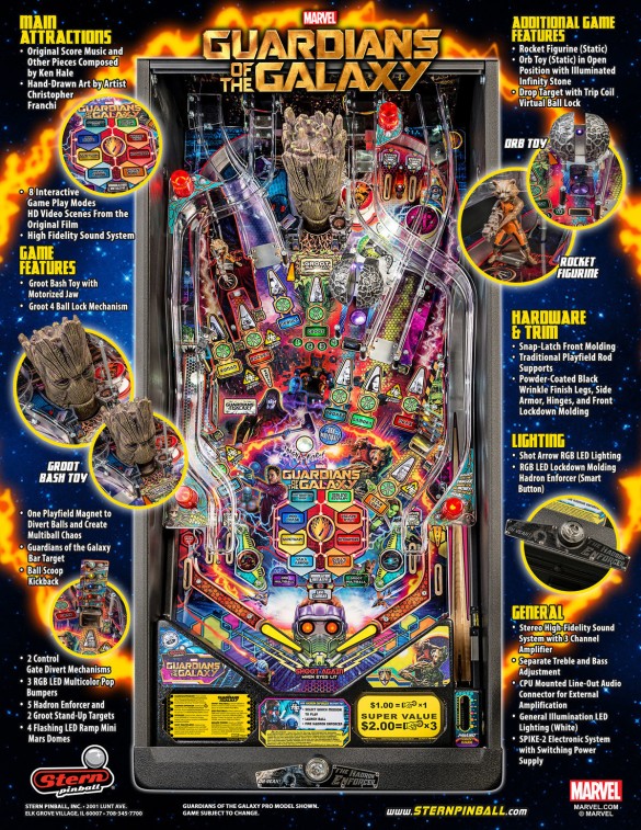 Flippers Stern Pinball Guardians Of The Galaxy Pro 3