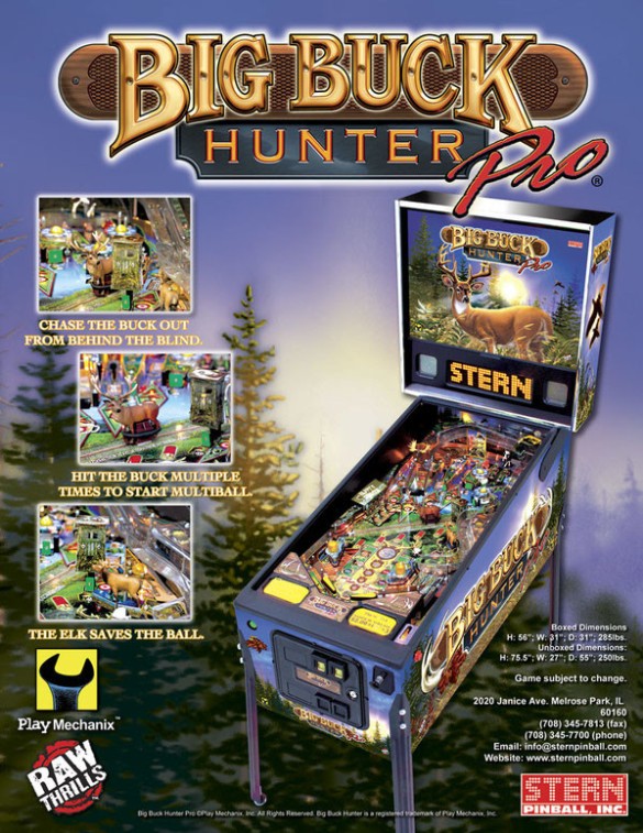 Flippers Stern Pinball Big Buck Hunter Pro 4