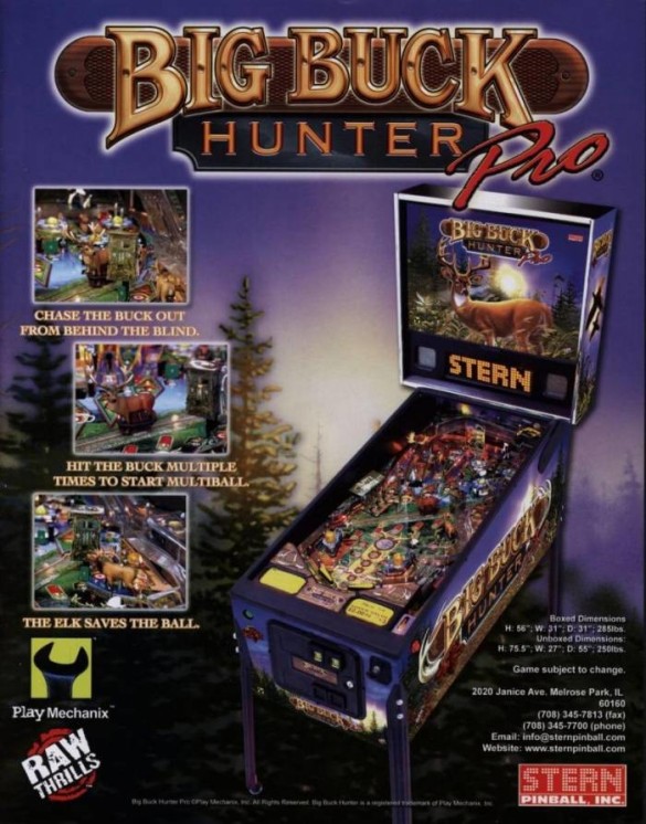 Flippers Stern Pinball Big Buck Hunter Pro 2