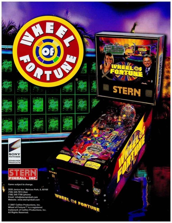 Flippers Stern Pinball Wheel of Fortune 2