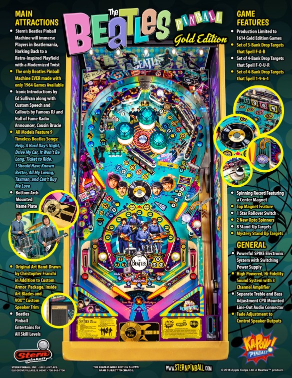 Flippers Stern Pinball The Beatles Gold Edition 11