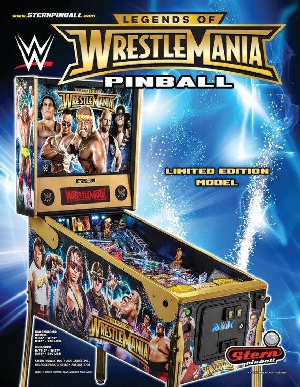 Flippers Stern Pinball WWE Wrestlemania Limited Edition (Legends of Wrestlemania) 2