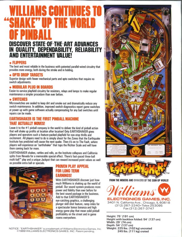 Flippers Williams Earthshaker 3